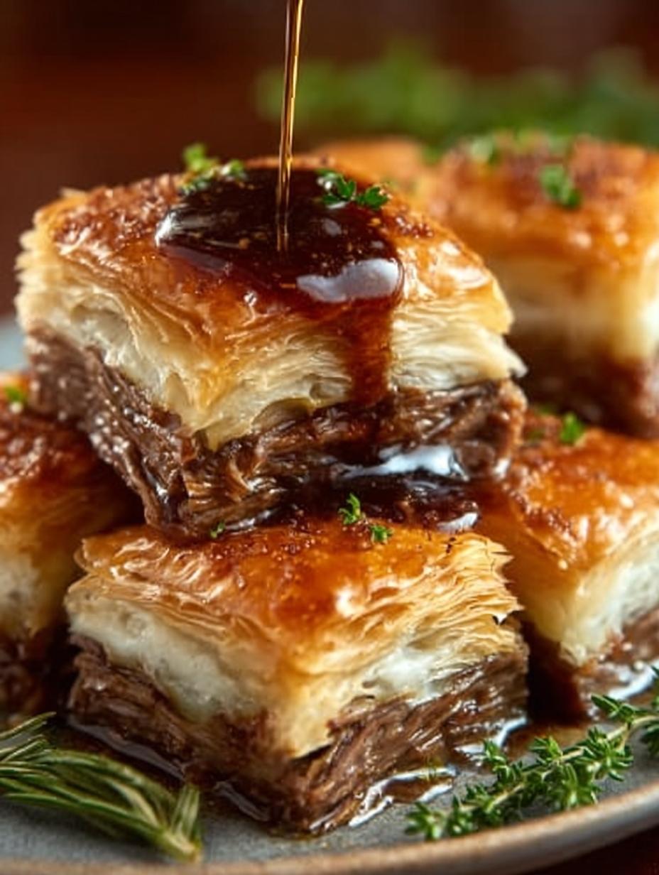 Deliciously cheesy French Dip Squares Incredible ready to be served